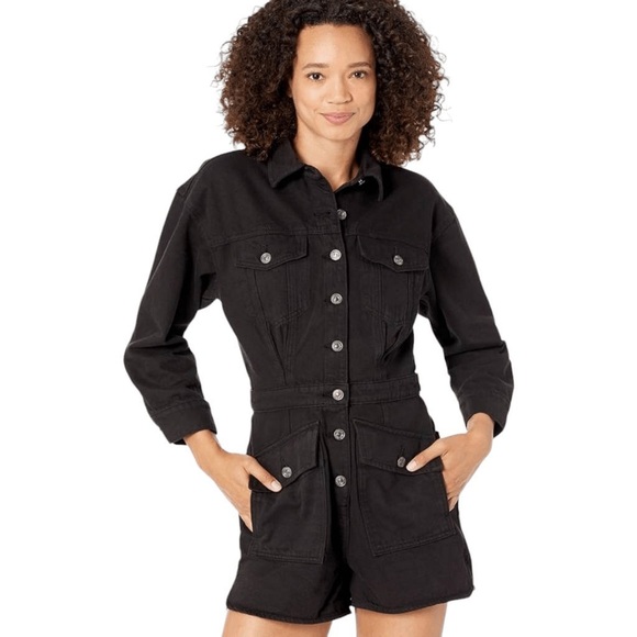 7 For All Mankind Pants - 7 For All Mankind Surplus Romper in Black - Size Medium